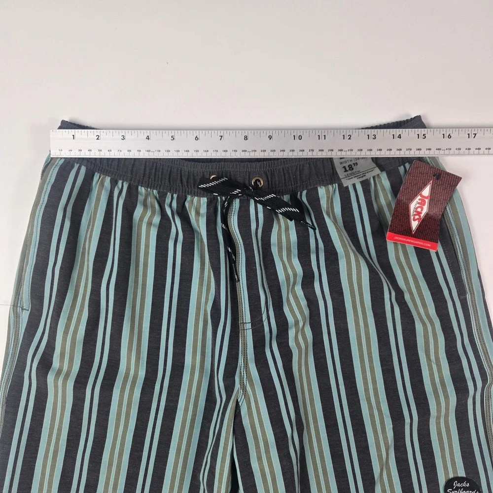 Jack's Surfboards Board Shorts Mens Large Swim Trunks Striped Hybrid 18